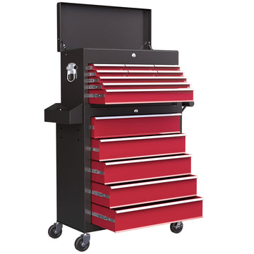 19 Drawer, Two-Part Tool Storage Chest on Wheels - Red