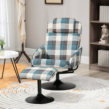 Faux Leather Reclining Chair and Footstool - Multicolour