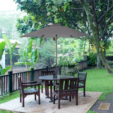 2m Garden Parasol Umbrella, Outdoor Sun Shade with 6 Sturdy Ribs for Balcony, Bench, Garden, Dark Grey