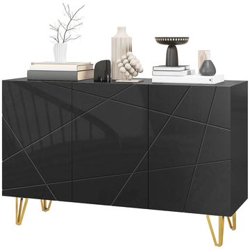 Modern Luxe High Gloss Sideboard, with Hairpin Legs - Black