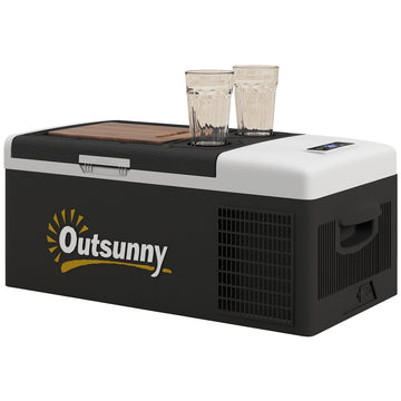 16L Portable Car Fridge, -20℃ to 10℃ Adjustable Temperature - Black/Grey