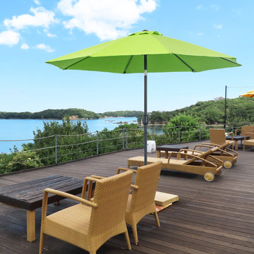 2.7M Garden Parasol Umbrella with Glass Fibre Ribs and Aluminium Frame, Tilting Sun Shade Shelter Canopy, Light Green