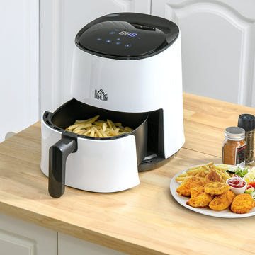 2.5L Air Fryer, 1300W Air Fryer Oven with Digital Touch Display, Rapid Air Circulation, Adjustable Temperature, Timer and Dishwasher Safe Basket for Oil Less or Low Fat Cooking, White