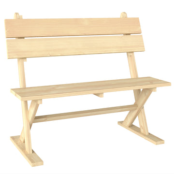 2 Seater Wooden Garden Bench, Fir Wood Outdoor Bench, Garden Loveseat with Slatted Seat, Sloping Back and Wide Feet for Patio, Park, Natural Wood Finish
