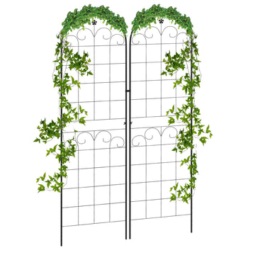 Metal Trellis Set of 2, Garden Trellis for Climbing Plants Support Frames, Floral Design