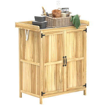 43 x 74cm Fir Wood Shed, with Metal Worktop - Natural Finish