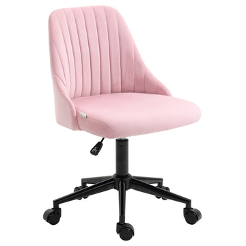 Velvet-Feel Armless Office Chair - Pink