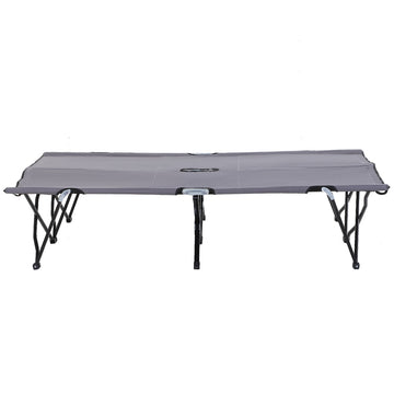 Double Camping Cot Bed, with Bag - Grey