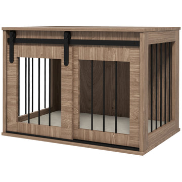 Dog Crate Furniture with Removable Cushion for Medium Dogs, 80 x 54 x 57cm - Brown