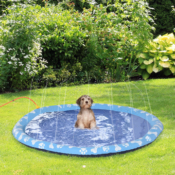 170cm Splash Pad Sprinkler for Pets Dog Bath Pool Water Game Mat Toy Non-slip Outdoor Backyard Blue