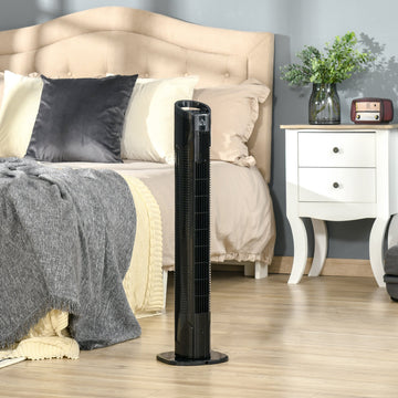 31" Freestanding Tower Fan, 3 Speed 3 Mode, 7.5H Timer, Oscillating, LED Panel, Remote Control, 31 Inch Standing Fan, Black