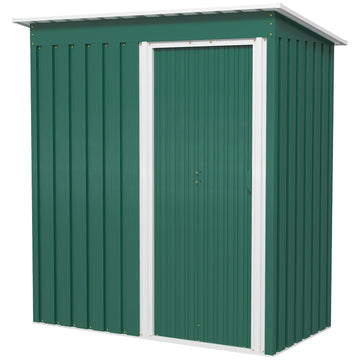 5 x 3ft Garden Storage Shed with Sliding Door and Sloped Roof Outdoor Equipment Tool, Green