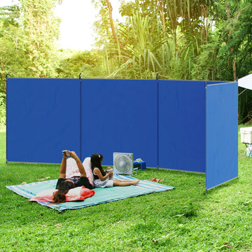 5 Pole Camping Windbreaks, Beach Wind Shield Shelter with Carry Bag and Steel Poles, Outdoor Caravan Privacy Shield, 540cm x 150cm, Blue