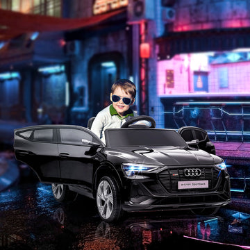 Audi E-tron Licensed 12V Kids' Electric Ride on, Electric Car for Kids, with Parental Remote, Music Lights MP3, Suspension Wheels, for 3-5 Years, Black