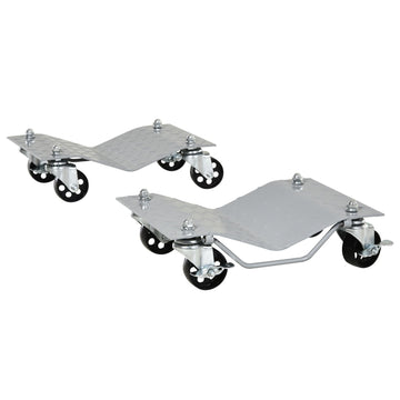 2 PCS Car Wheel Dollies with Swivel Casters, 680kg Capacity Car Dolly Skates Wheel Dolly Set with Non-Slip Metal Plates, Grey