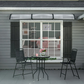 Front Door Canopy, Outdoor Awning, 303 x 96cm Rain Shelter for Window, Porch and Front/Back Door, Clear