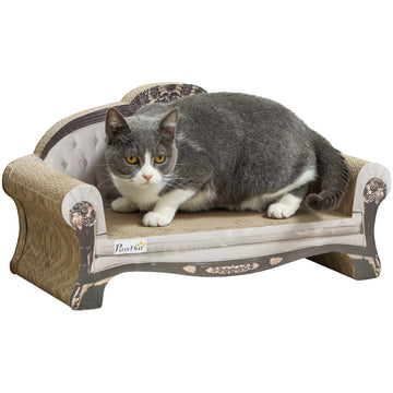 2-in-1 Cat Scratcher with Organic Catnip for Indoor Cats, 29.5 x 56 x 26cm, Brown