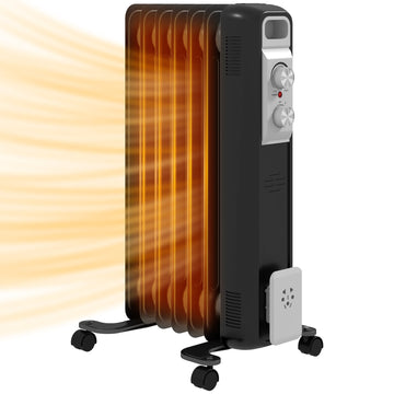 1.5kW Seven Fin Oil-Filled Radiator - Black