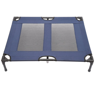 Raised Dog Bed Cat Elevated Lifted Puppy Pet Elevated Cot Portable Camping Basket – Blue (Large)