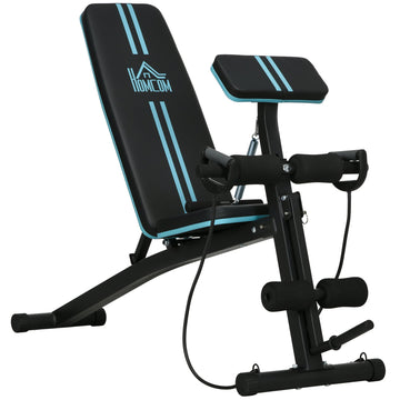 Foldable Weight Bench, Adjustable Strength Training Sit Up Ab Bench, Incline/Decline, Blue