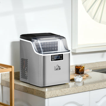 3.2L Compact Ice Machine, with LCD Screen and Accessories - Silver-Tone