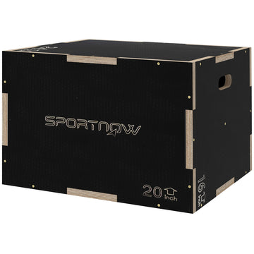 SPORTNOW Multi-Faceted Jump Box, Wooden Step Up Box, for Home, Gym, Exercise, 41/51/61cm - Black