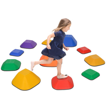 Balance Stepping Stones for Kids, 11-Piece Non-Slip Stackable River Stones, Obstacle Courses for Balance and Motor Skill
