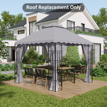 3 x 3 m Gazebo Canopy Replacement Covers, 2 - Tier Gazebo Roof Replacement TOP COVER ONLY, Light Grey
