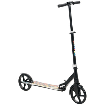 Foldable Kids Scooter with Adjustable Handlebar, 200mm Big Wheel, Rear Fender Brake, for Ages 6-12 Years, Black