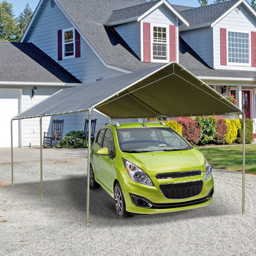3 x 6m Heavy Duty Carport Garage Car Shelter Galvanized Steel Outdoor Open Canopy Tent Water UV Resistant Waterproof, Grey
