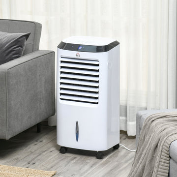 Portable Air Cooler, Evaporative Anion Ice Cooling Fan Water Conditioner Humidifier Unit with 10L Water Tank, 3 Modes, 3 Speed, Remote, Timer, Oscillating for Home Quiet Bedroom, White