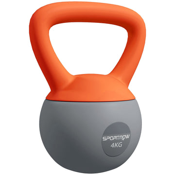 SPORTNOW 4KG Soft Kettlebell, Kettlebell with Non-Slip Handle for Home Gym, Weight Lifting, Strength Training, Orange/Grey