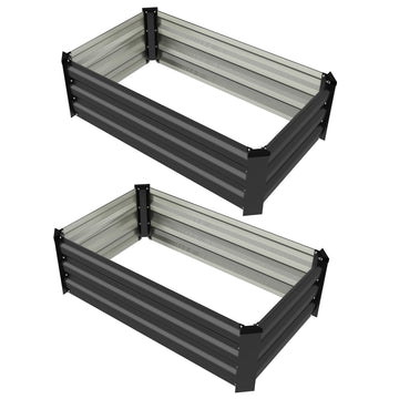 Set of Two 100 x 60cm Steel Planter Boxes - Grey