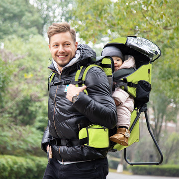 Baby Hiking Backpack Carrier Child Carrier with Ergonomic Hip Seat Detachable Rain Cover Adjustable Straps Stand for Toddler 6 - 36 Months Green