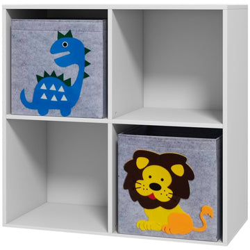 Kids Toy Box with Two Non-Woven Fabric Drawers, 61.8 x 29.9 x 61.8cm - White