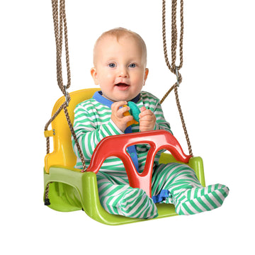 3 in 1 Detachable Kids Swing Seat with Safety Belt, Adjustable Rope for Indoor, Outdoor, Playground, Garden, Green
