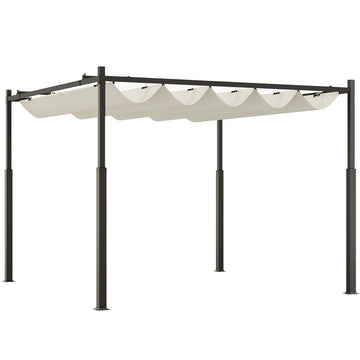 3 x 3(m) Metal Pergola with Retractable Roof and Magnetic Fixture, Outdoor Gazebo Garden Pergola Kit Sun Shade Canopy, UPF30+, 80mm Metal Column, Cream White