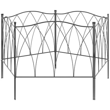 Set of Five 61.5cm Decorative Metal Fence Panels - Black