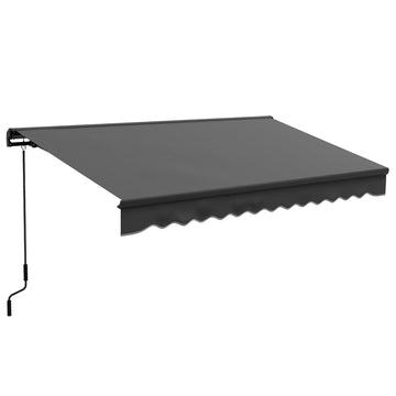 2.5 x 3.5m Aluminium Frame Electric Awning, with Remote - Dark Grey