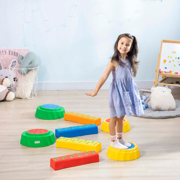 Eight-Piece Kids Stepping Stones, with Non-Slip Surface & Bottom, for Toddlers - Multicoloured
