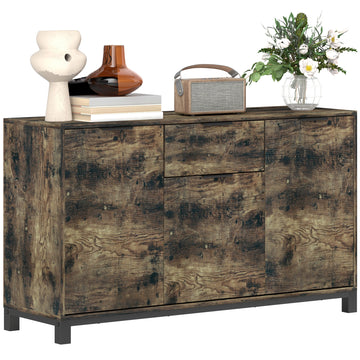 Sideboard, Industrial Storage Cabinet with Doors, Drawer, Cupboard and Adjustable Shelves for Living Room, Dining Room, Hallway, Rustic Brown