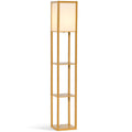 HOMCOM 3-Tier Floor Lamp, Floor Light with Storage Shelf, Reading Standing Lamp with Acrylic Shade for Living Room, Bedroom, Kitchen, Dining Room, Office, Dorm, 160cm, Natural