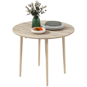 Folding Dining Table for 4, Round Drop Leaf Table, Modern Space Saving Small Kitchen Table with Wood Legs for Dining Room, Natural