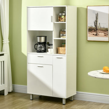 Kitchen Cupboard, Modern Kitchen Storage Cabinet with Shelves and Drawer, Free Standing Kitchen Units, 166 cm, White