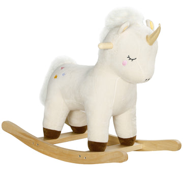 Rocking Horse with Unicorn Design, Sounds, for Ages 2-4 Years, White