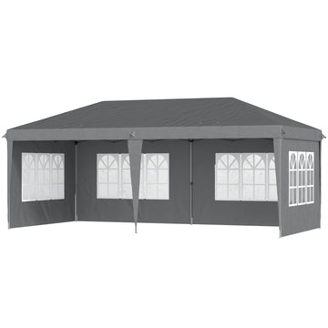 3 x 6m Pop-Up Gazebo, with Removable Walls - Grey