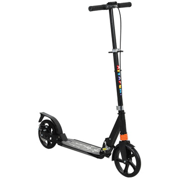 Kids Scooter with Four-Level Adjustable Handlebar, Dual Brake System, 200mm Wheels, ABEC-7 Bearings, Black