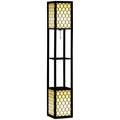 HOMCOM Floor Lamp with Shelves, Dual Light, Modern Tall Standing Lamps for Living Room, Bedroom, with Pull Chain Switch, Bulb not Included, Black