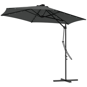 3(m) Solar LED Cantilever Parasol - Grey