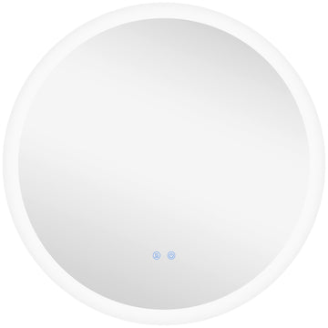Round Bathroom Mirror with LED Lights, Wall-Mounted Dimmable Makeup Mirror with 3 Temperature Colours, Defogging Film, Memory Function, Hardwired, 70 x 70 cm